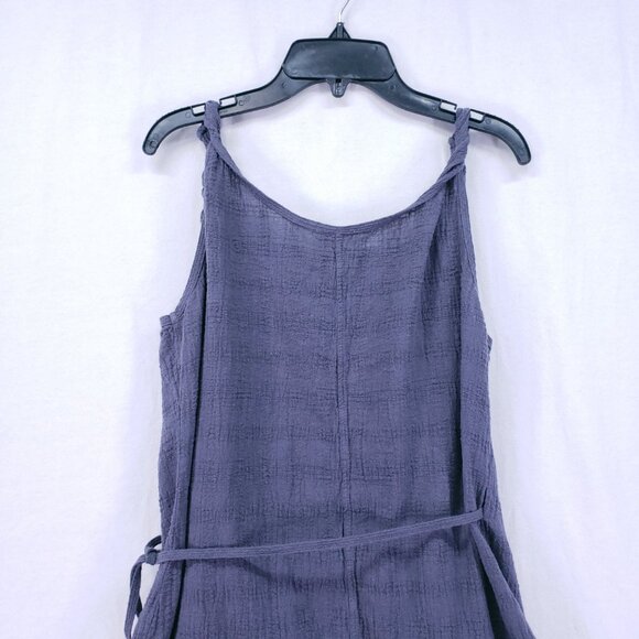Wrap Designed in London Blue Gray Linen Blend Embroidery Wrap Mid Dress 8 - Picture 16 of 16